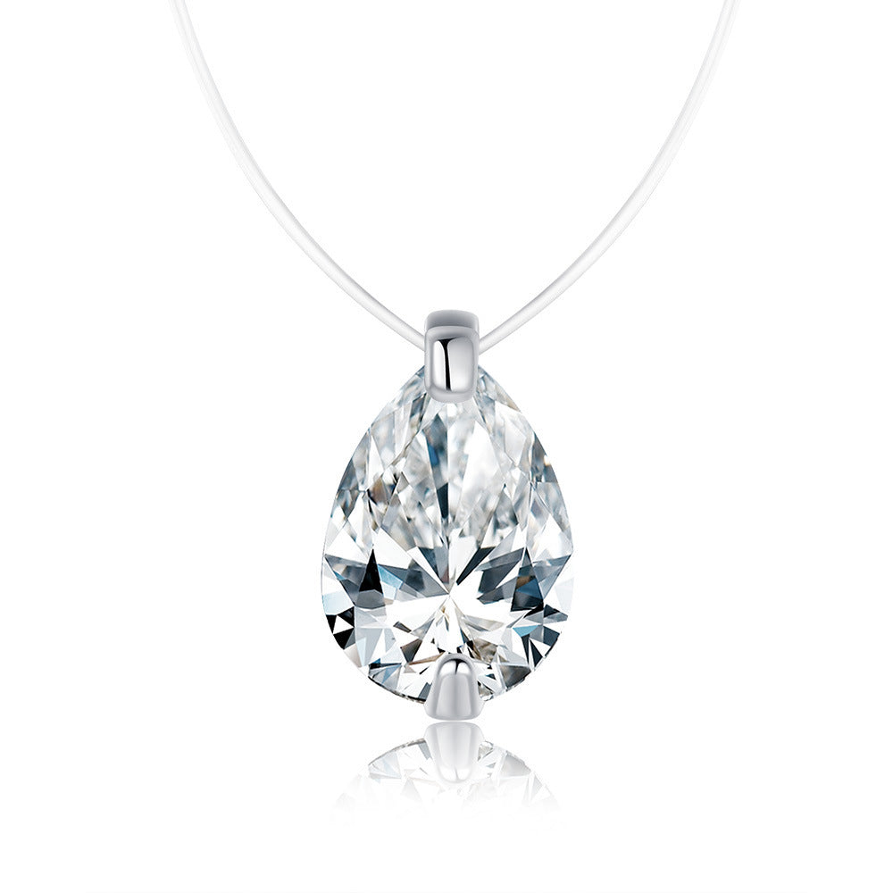 Mermaid Tears Design Pear Cut Moissanite Necklace