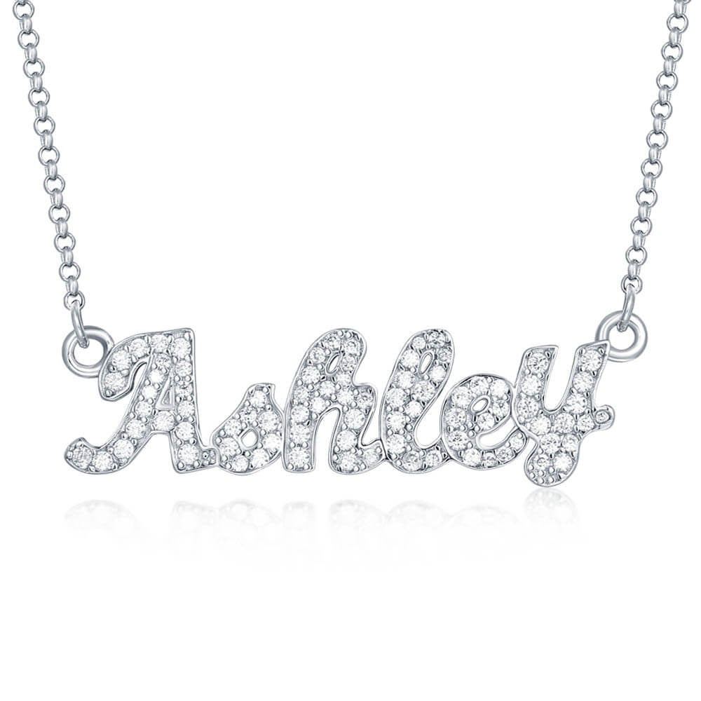Personalized Full Pave Name Necklace in 925 Sterling Silver