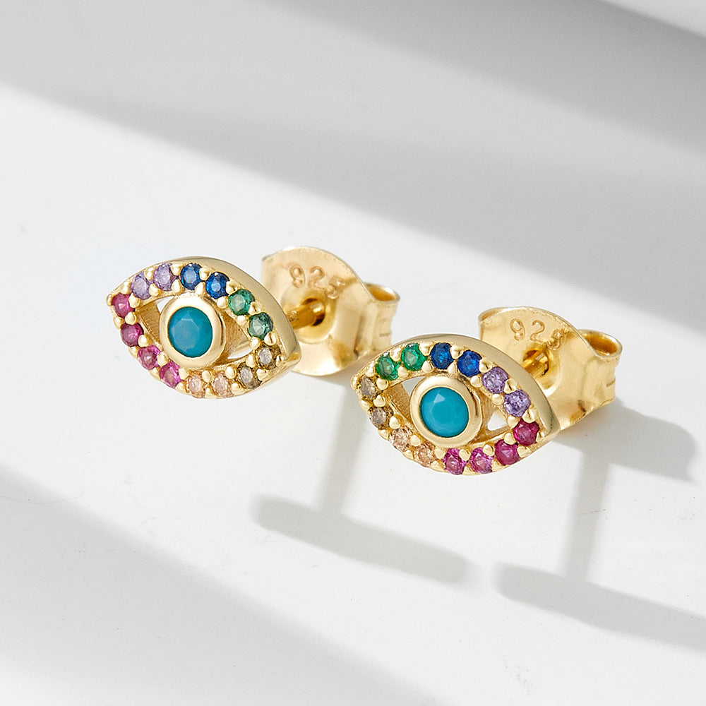 Evil Eye Sterling Silver Stud Earrings