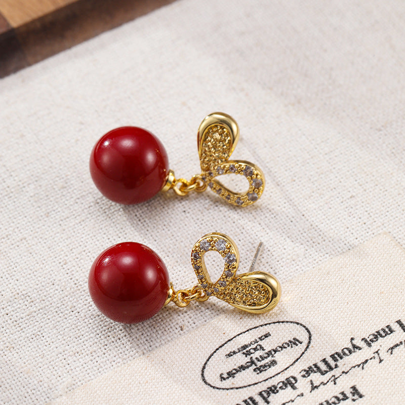 Elegant Heart Design Pearl Drop Earrings