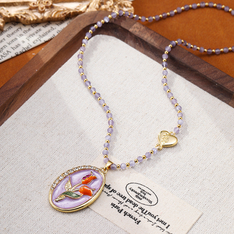 Tulip Cat's Eye Beaded Necklace For Women