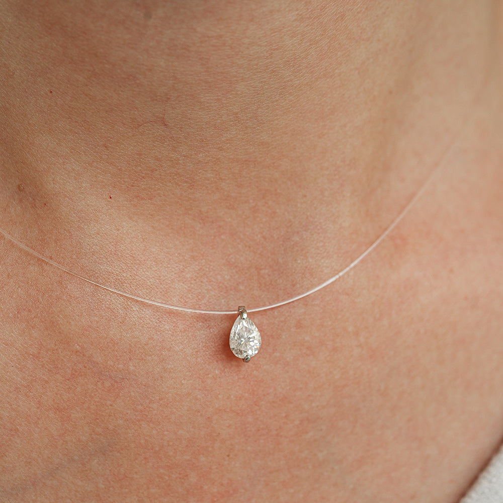 Mermaid Tears Design Pear Cut Moissanite Necklace