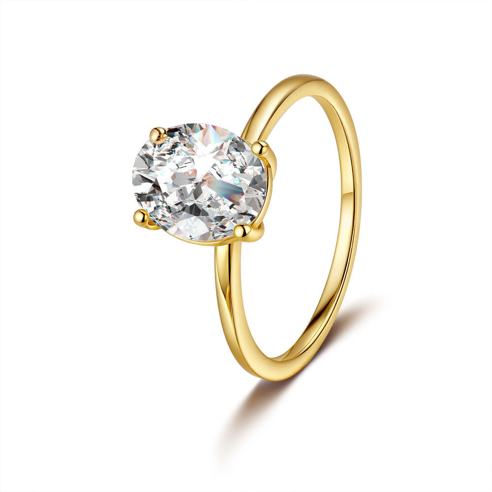 Timeless Oval Cut Sterling Silver Moissanite Engagement Ring