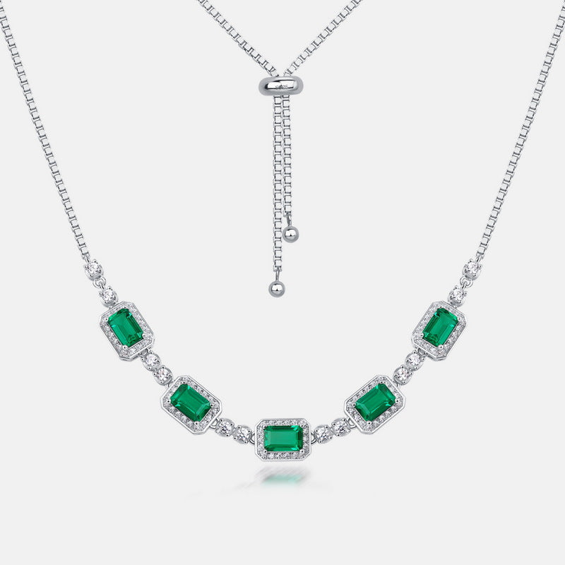Luxury Emerald Green White Gold Plated Necklace