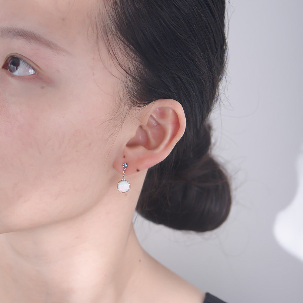 Opal Sterling Silver Drop Earrings