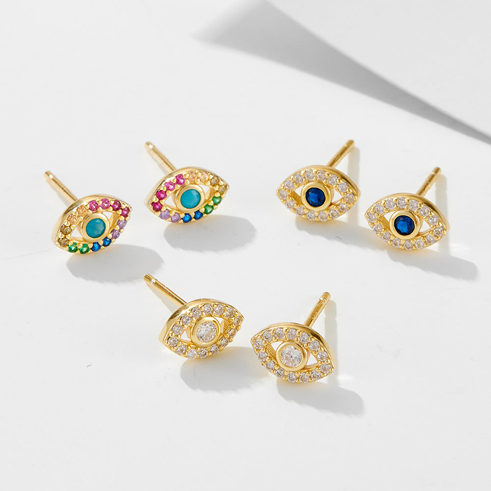 Evil Eye Sterling Silver Stud Earrings