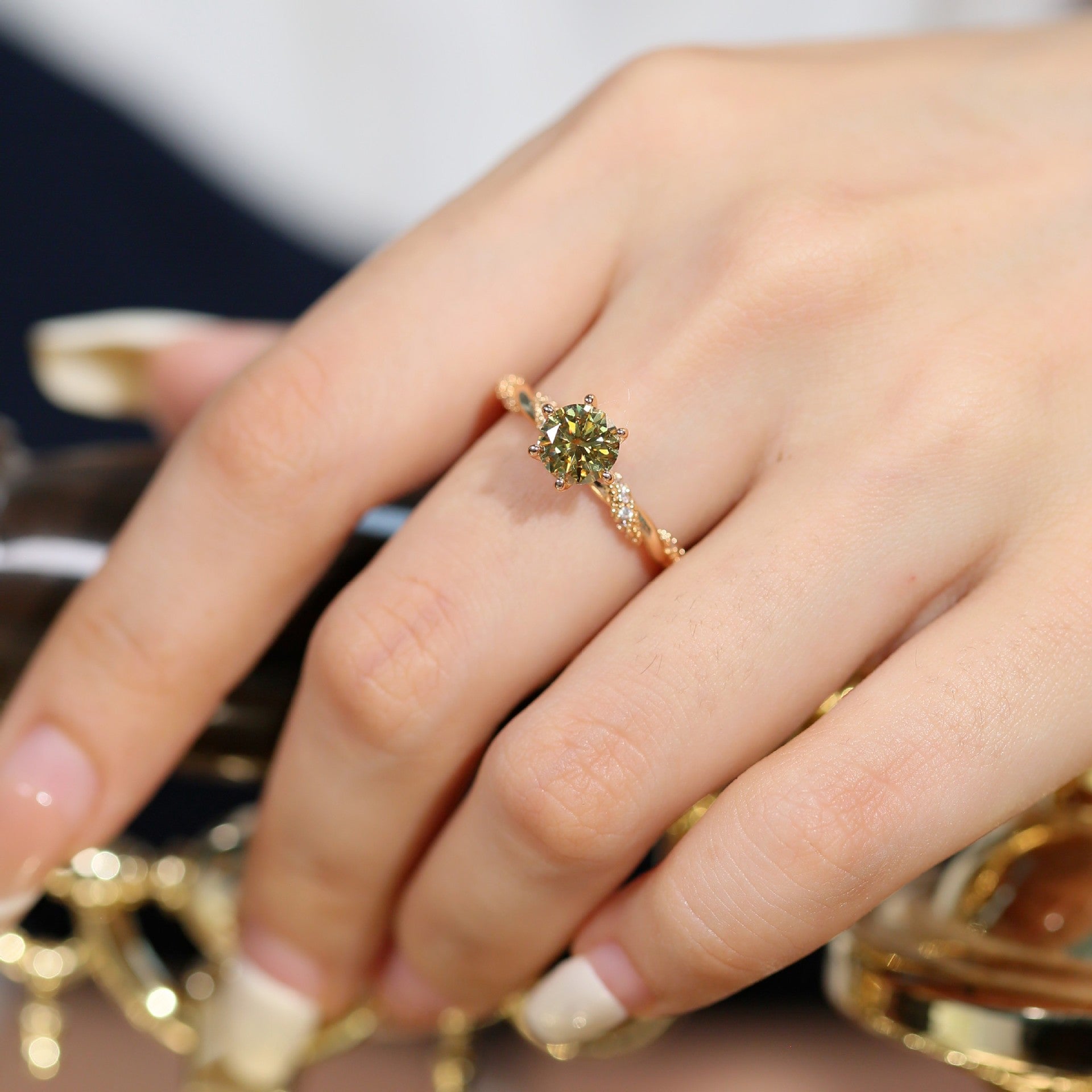 1 Carat Moissanite Twist Engagement Ring in Sterling Silver