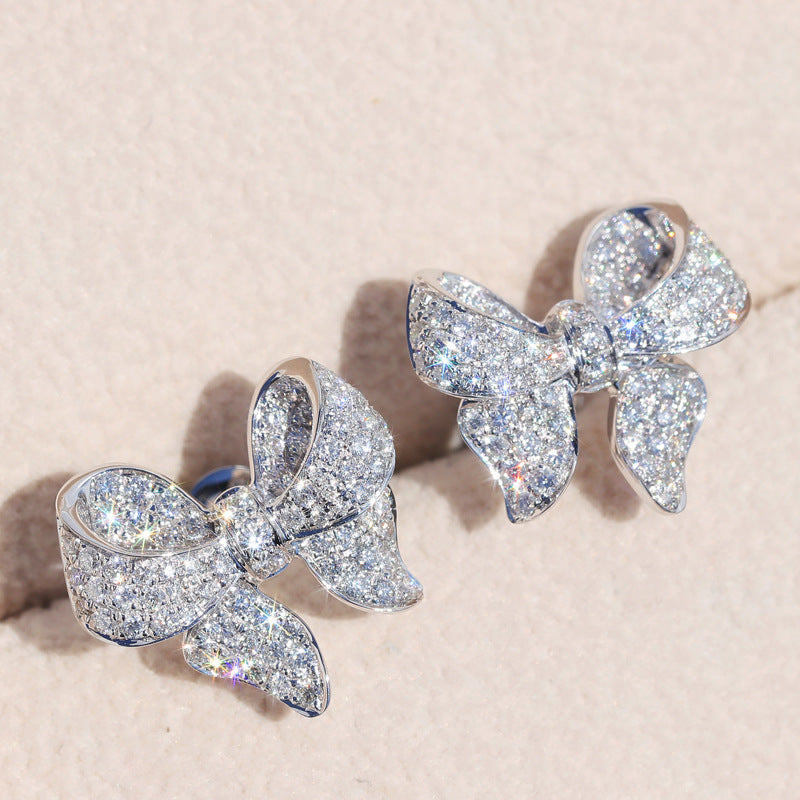 1.0 Carat Fashion Bowknot Design Stud Earrings