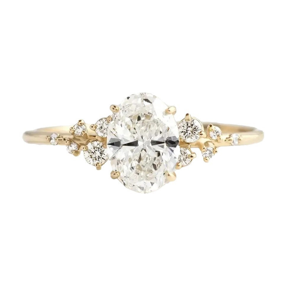 Unique Design Oval Cut Sterling Silver Engagement Ring