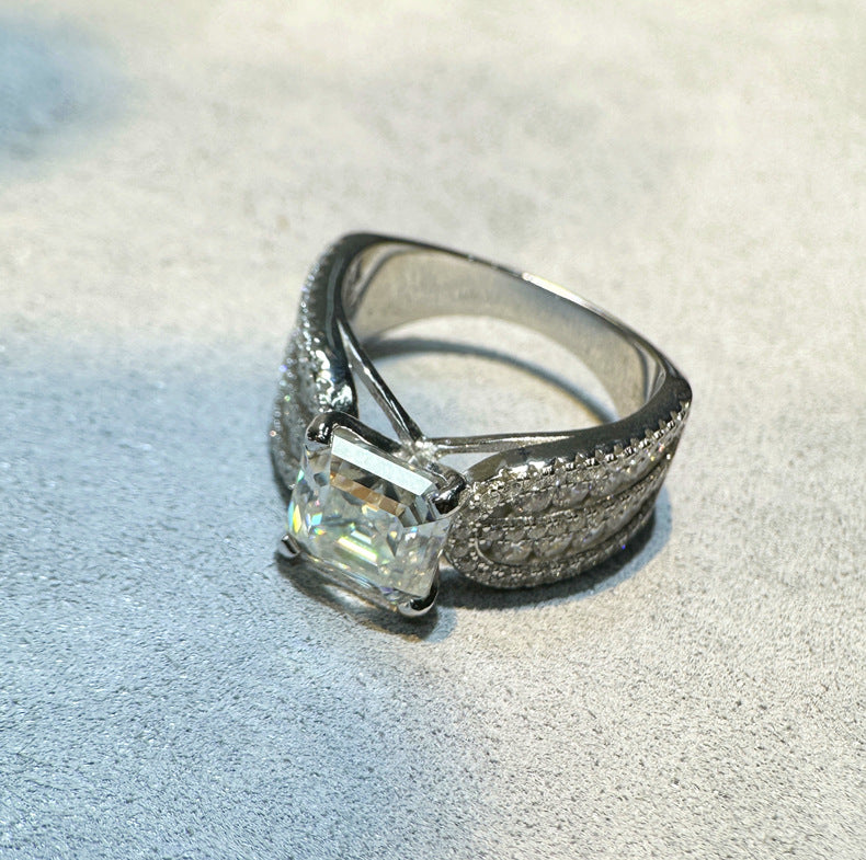 Handmade Asscher Cut 2.5ct Sterling Silver Engagement Ring