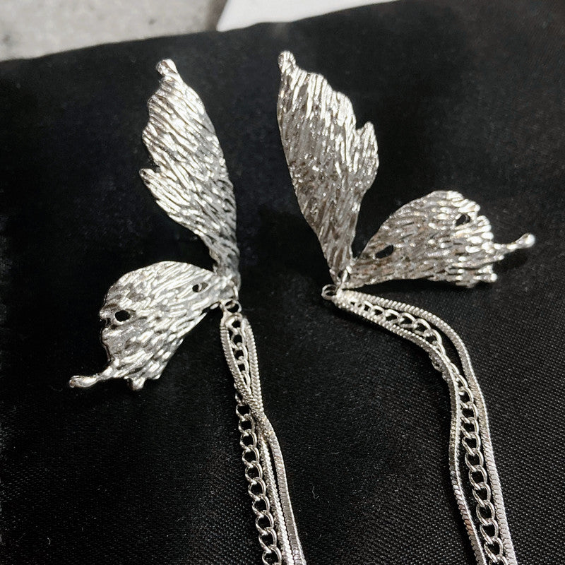 INS Fringe Chain Butterfly Wing Drop Earrings