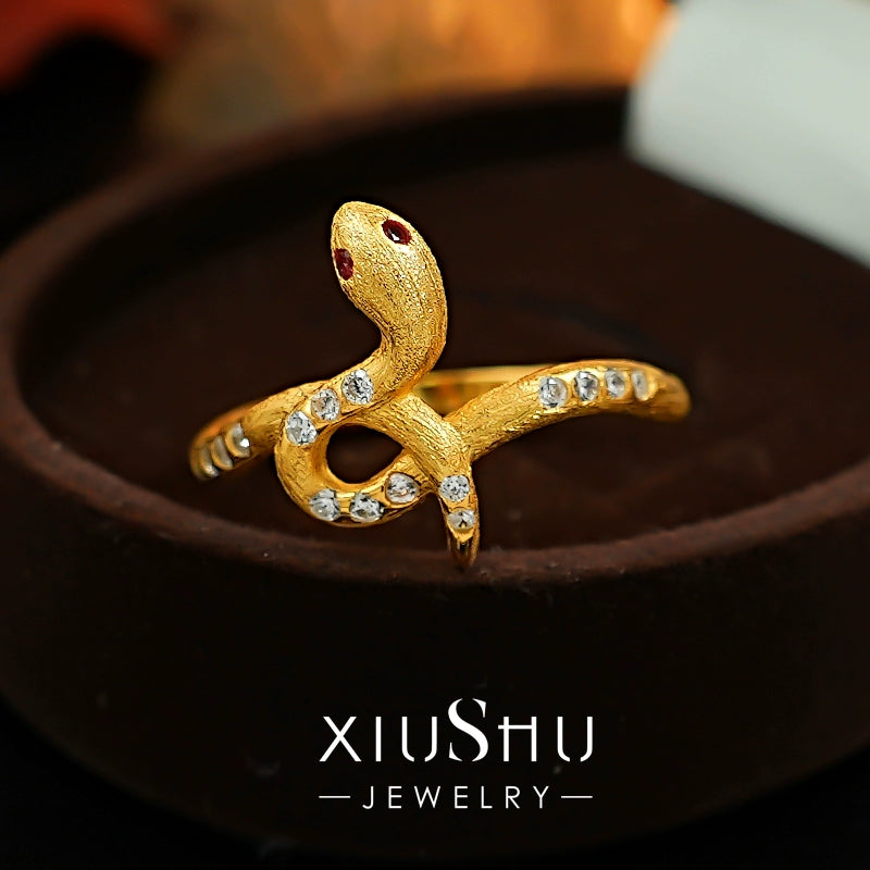 Unique Snake Design Silver Ring