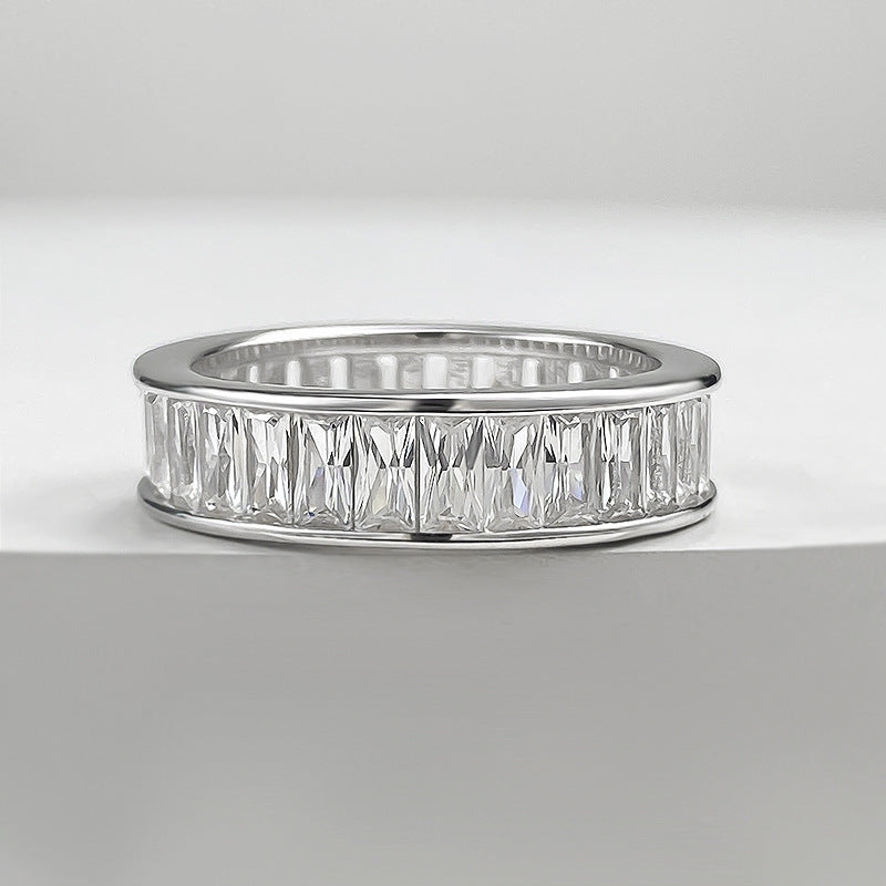 Gorgeous Princess Cut Paved Sterling Silver Band