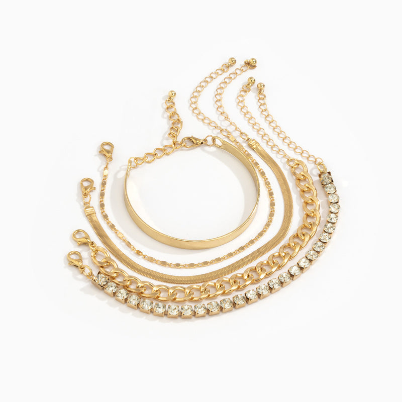 INS 5PC Stackable Chain Bracelet Set