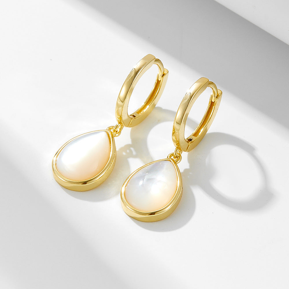 Pear Shape Design Natural Shell Hoop Earrings