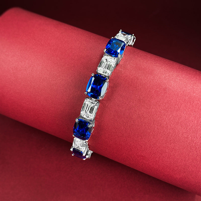 luxurious Royal Blue Tennis Bracelet in Sterling Silver