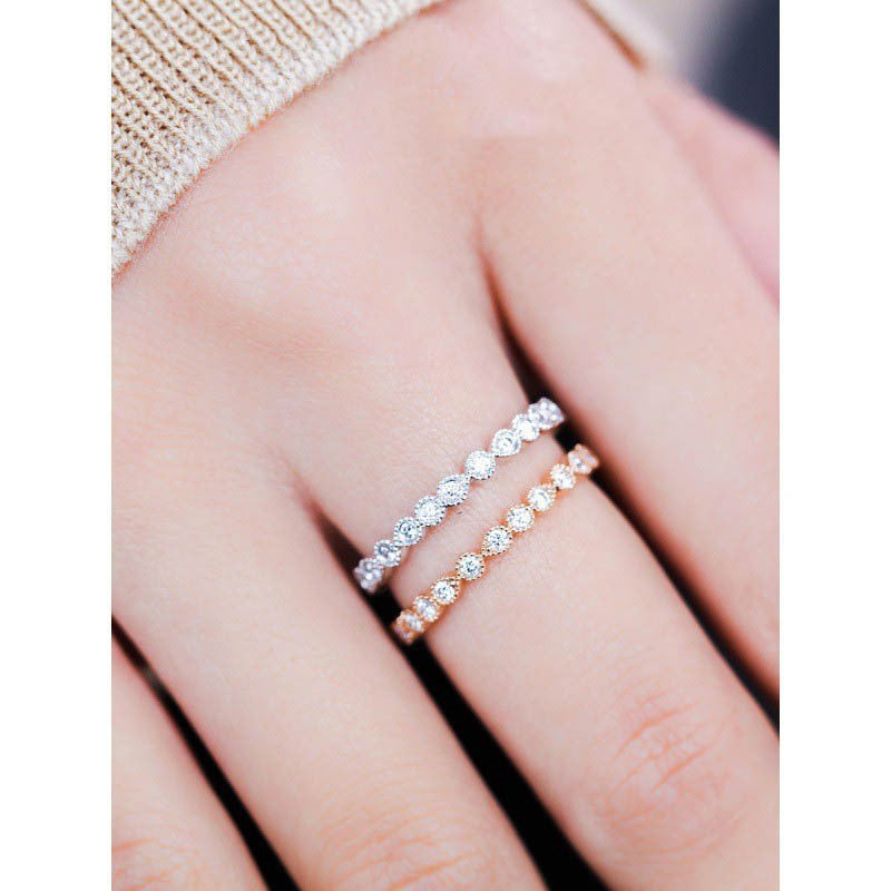 Round Cut Eternity Sterling Silver Ring Band