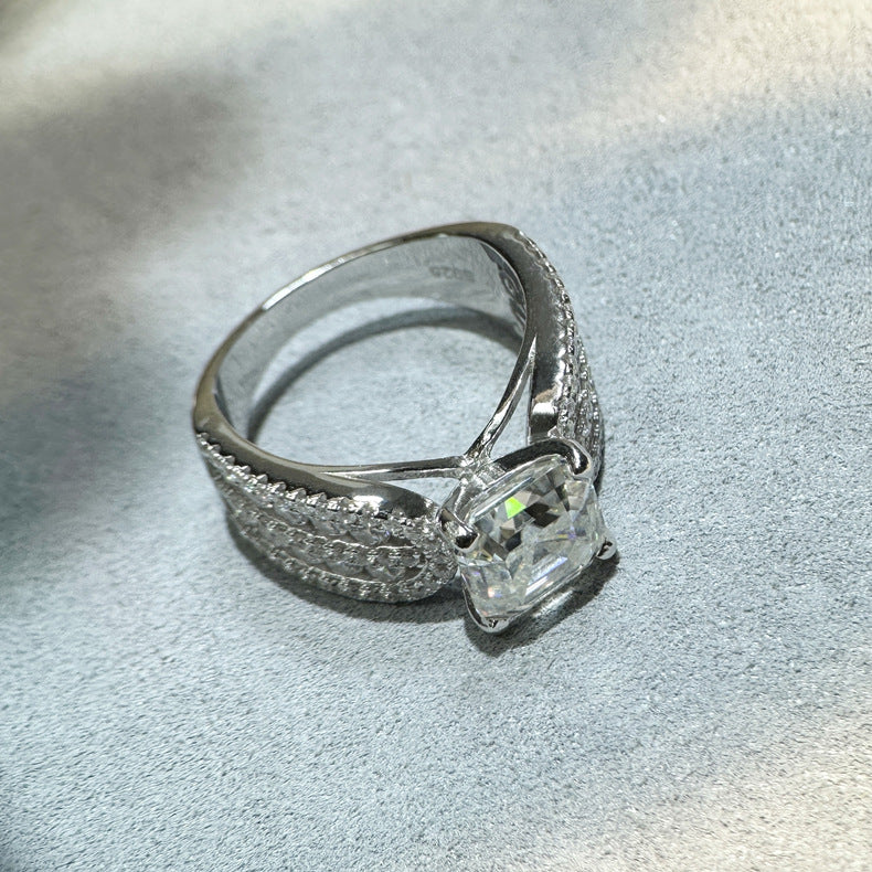 Handmade Asscher Cut 2.5ct Sterling Silver Engagement Ring