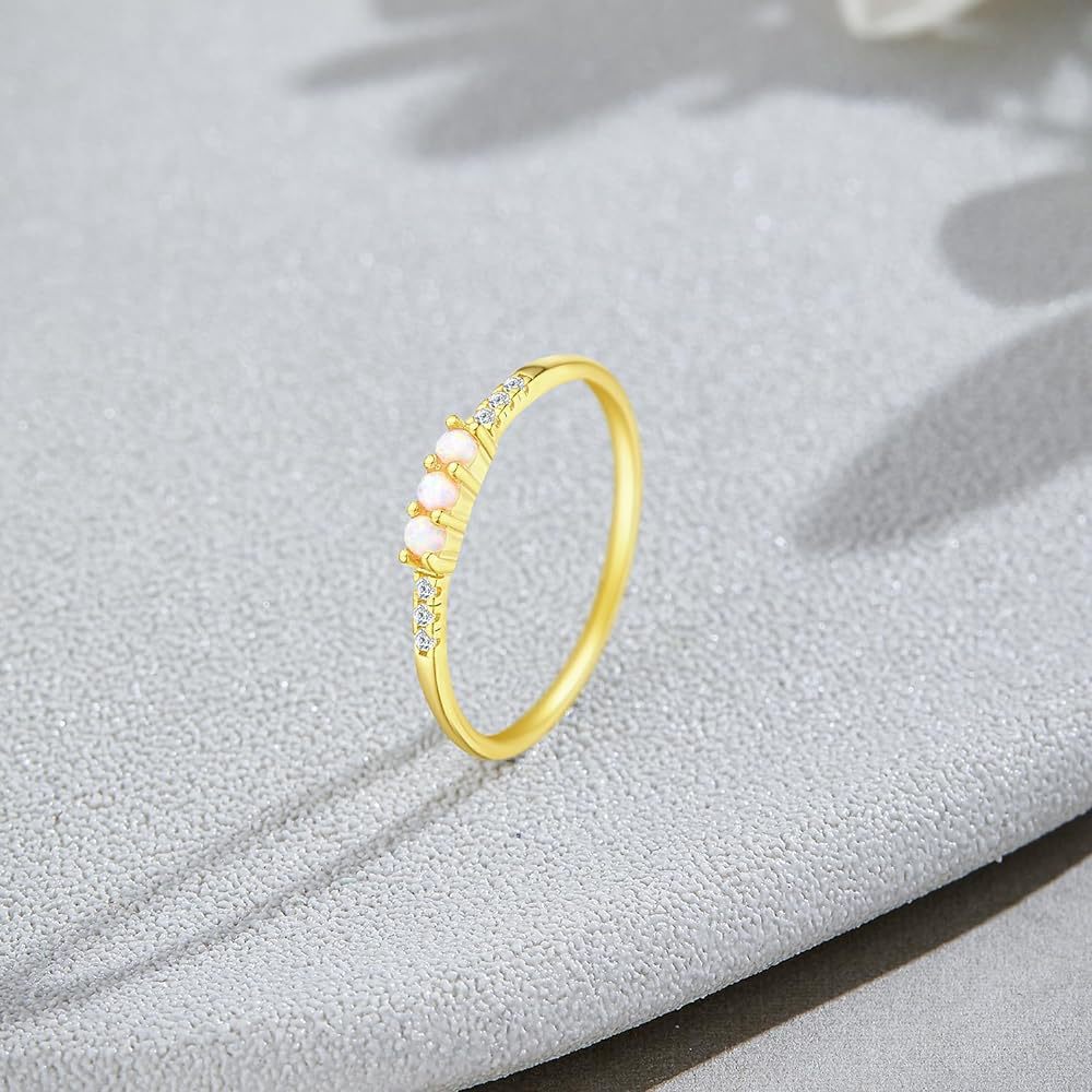 Three Stone Opal Design Sterling Silver Band