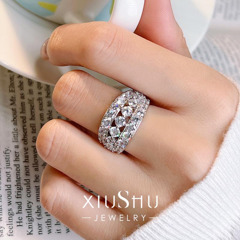 Stunning 3 Rows Sterling Silver Band