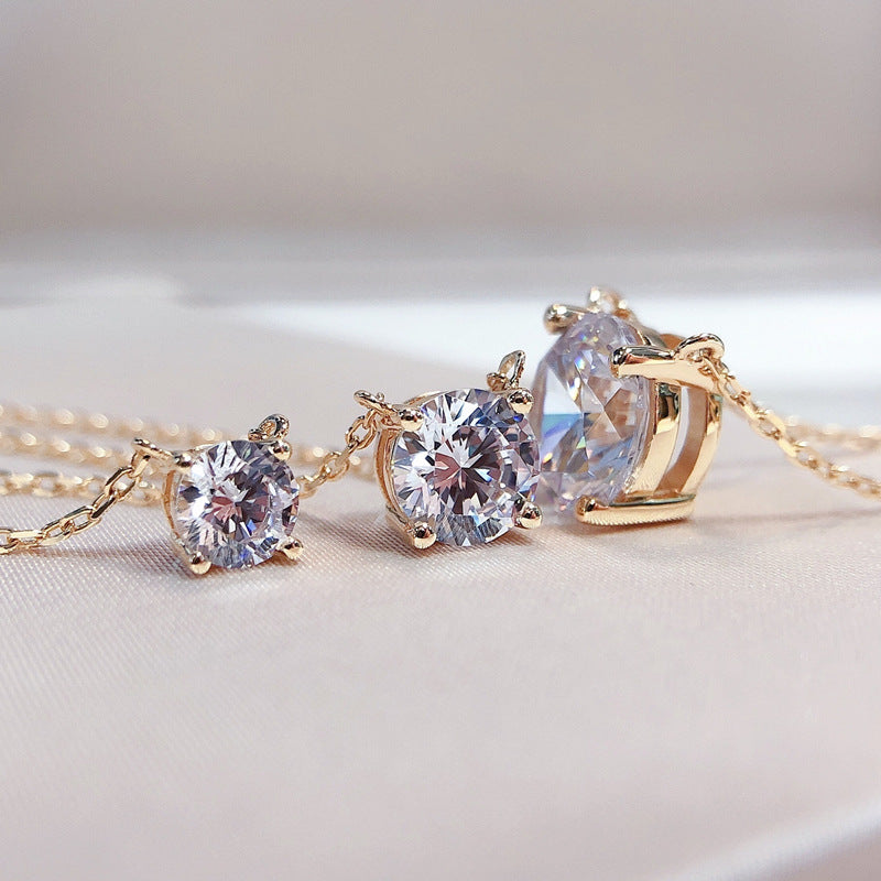 Classic Round Cut Sterling Silver Moissanite Necklace