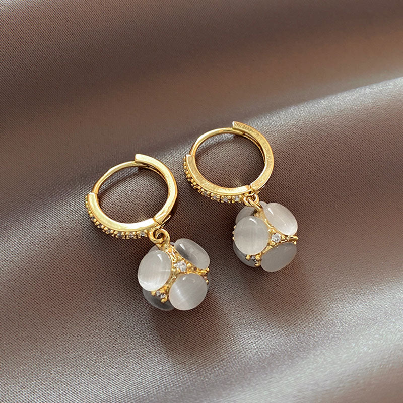 Luxury Opal Dangle Earrings In Golden Tone