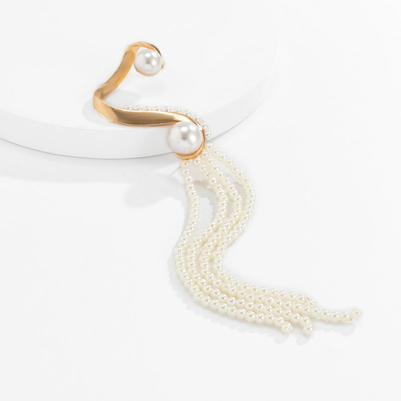 Golden Tone Pearl Fringe Earrings Fits Right Ear