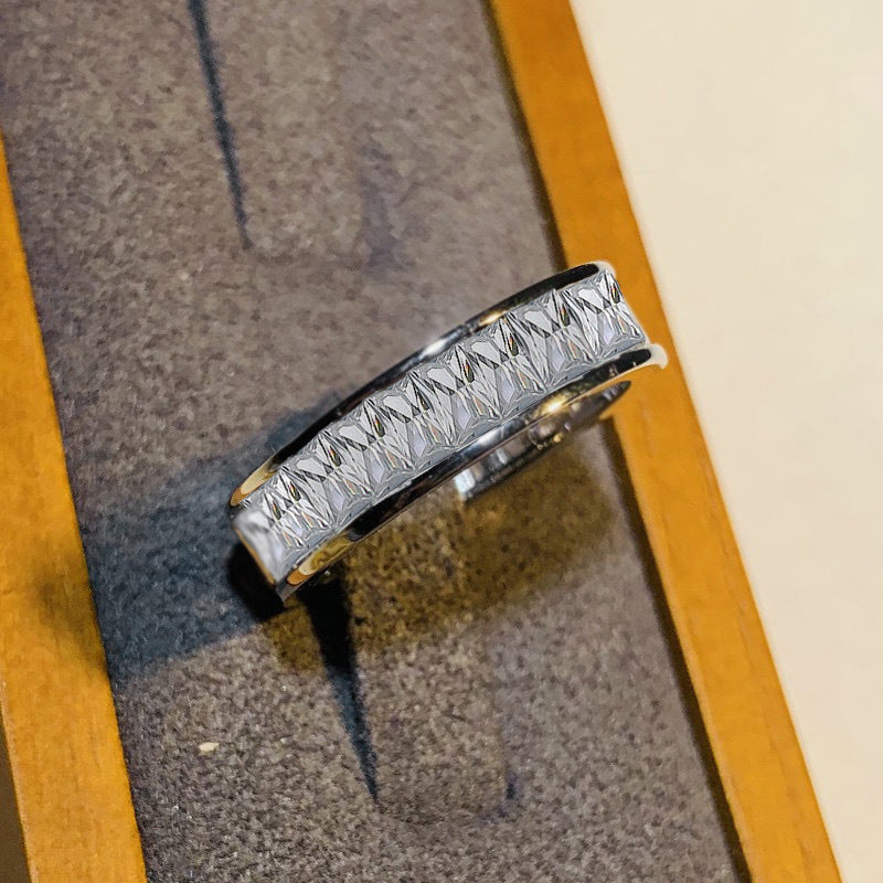 Gorgeous Princess Cut Paved Sterling Silver Band