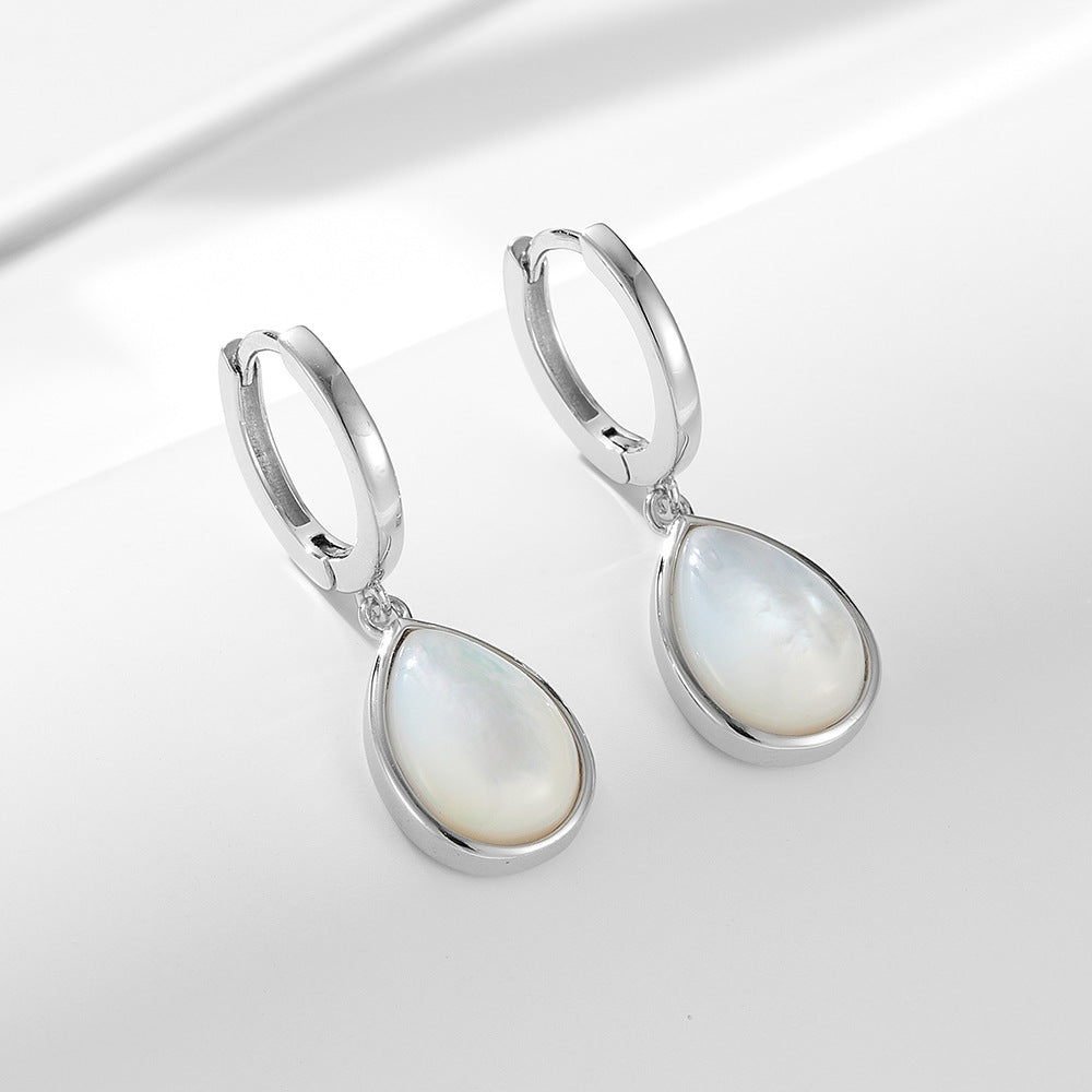 Pear Shape Design Natural Shell Hoop Earrings