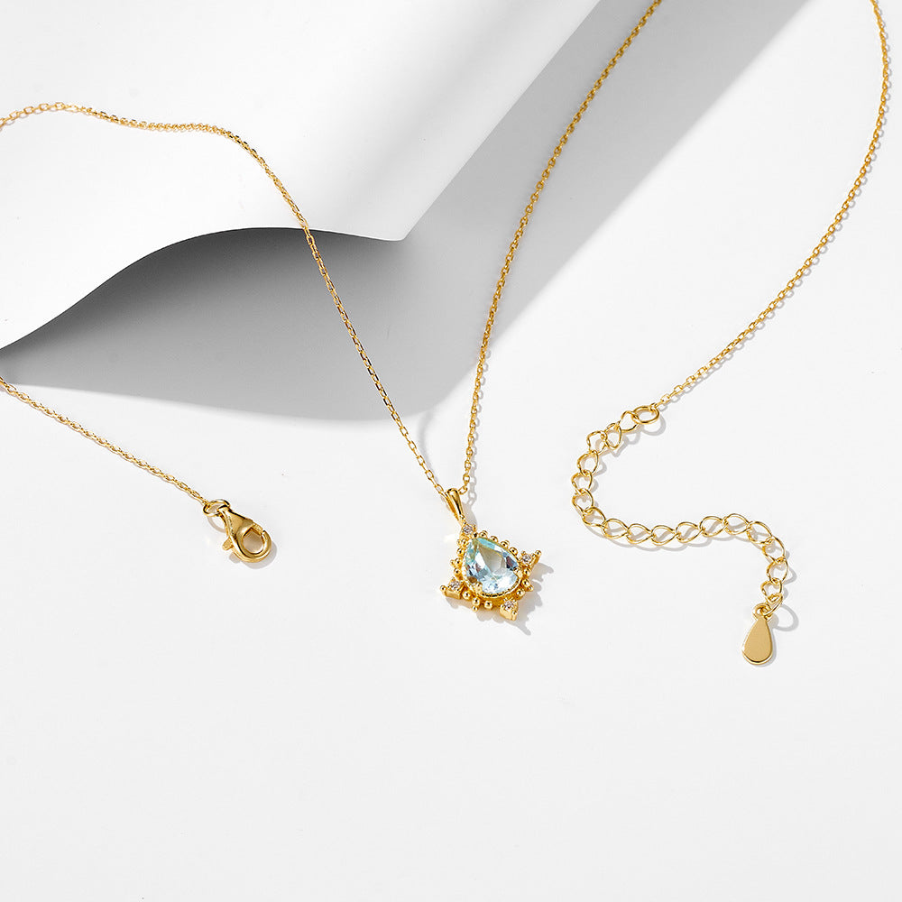 Luxury Pear Shape Topaz Pendant Neckalce