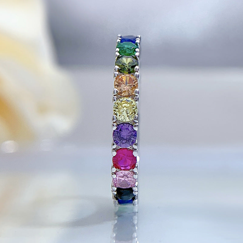 Rainbow Eternity Sterling Silver Band