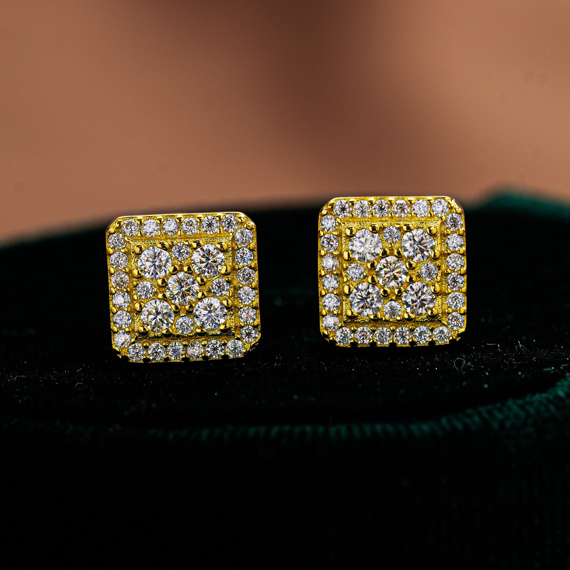 Hip-Hop Style Unisex Square Moissanite Stud Earrings