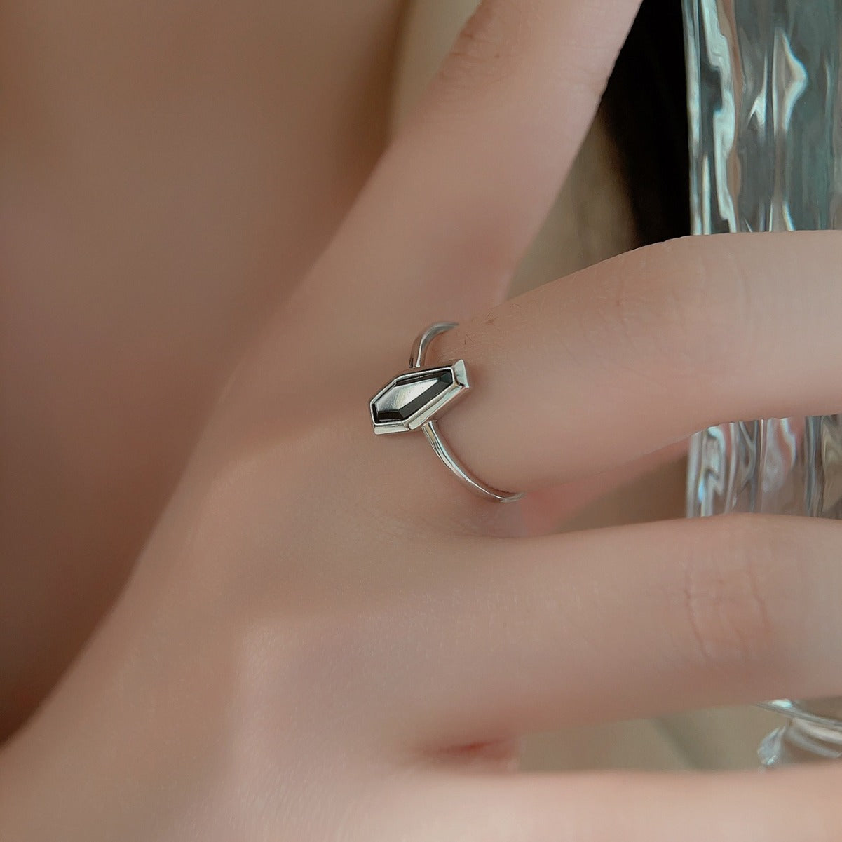 Simple Black Onyx Sterling Silver Ring