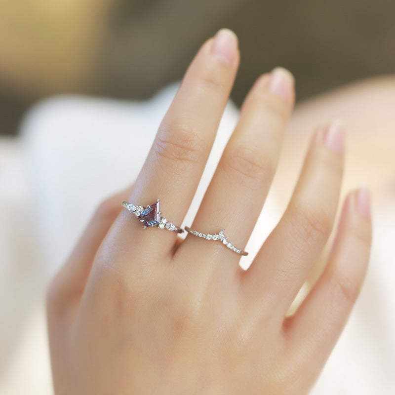 Gorgeous 2 Pcs Alexandrite Ring Set