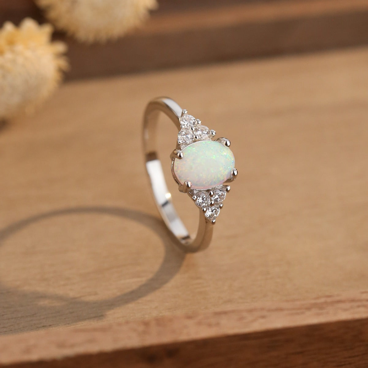 Simple Opal Oval Shape Design Ring
