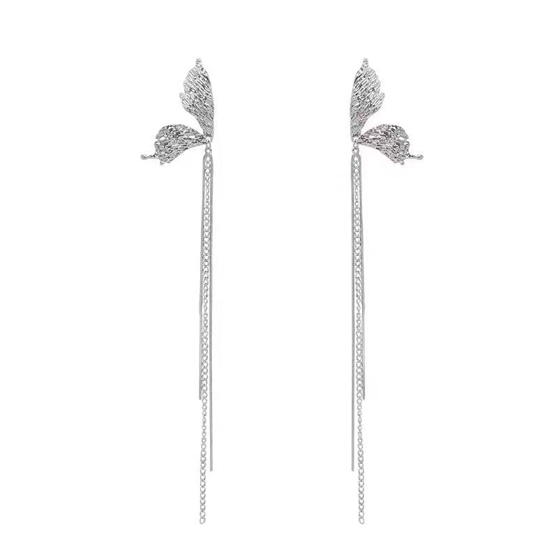 INS Fringe Chain Butterfly Wing Drop Earrings