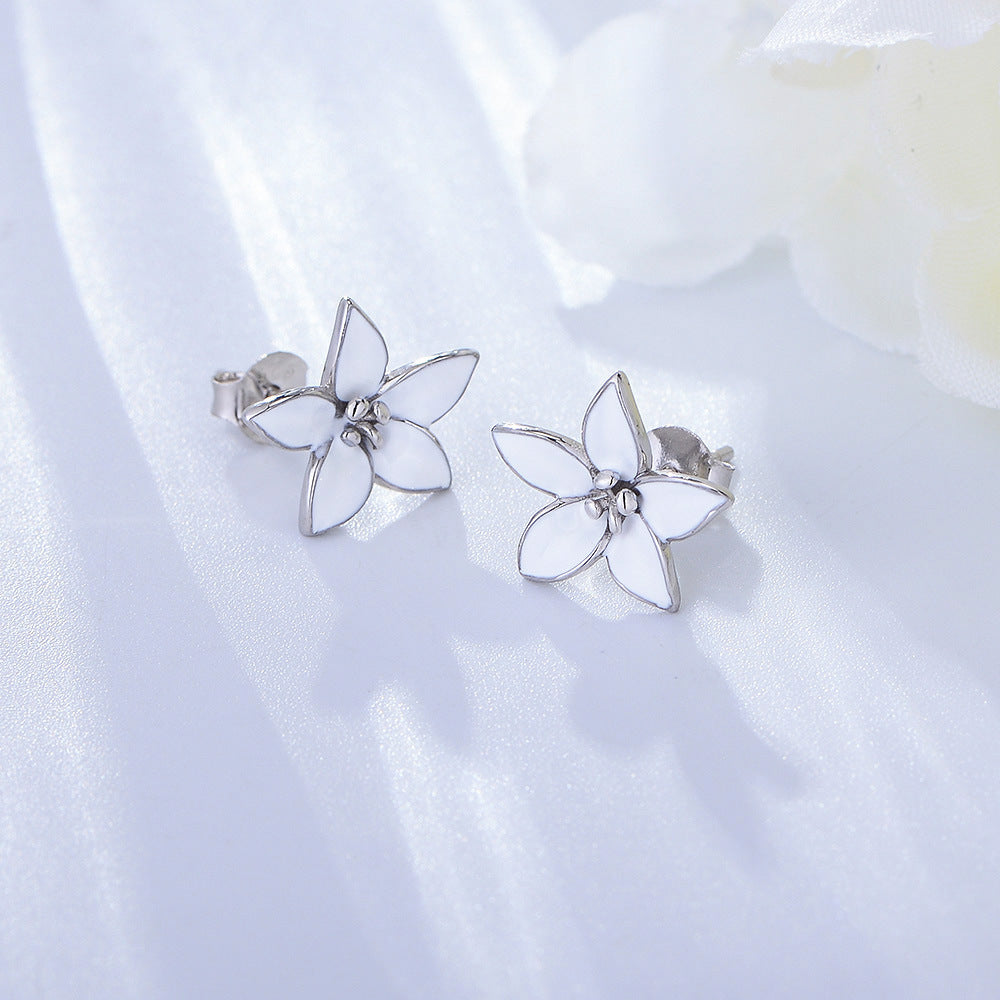 Vintage Flower Design Sterling Silver Stud Earrings