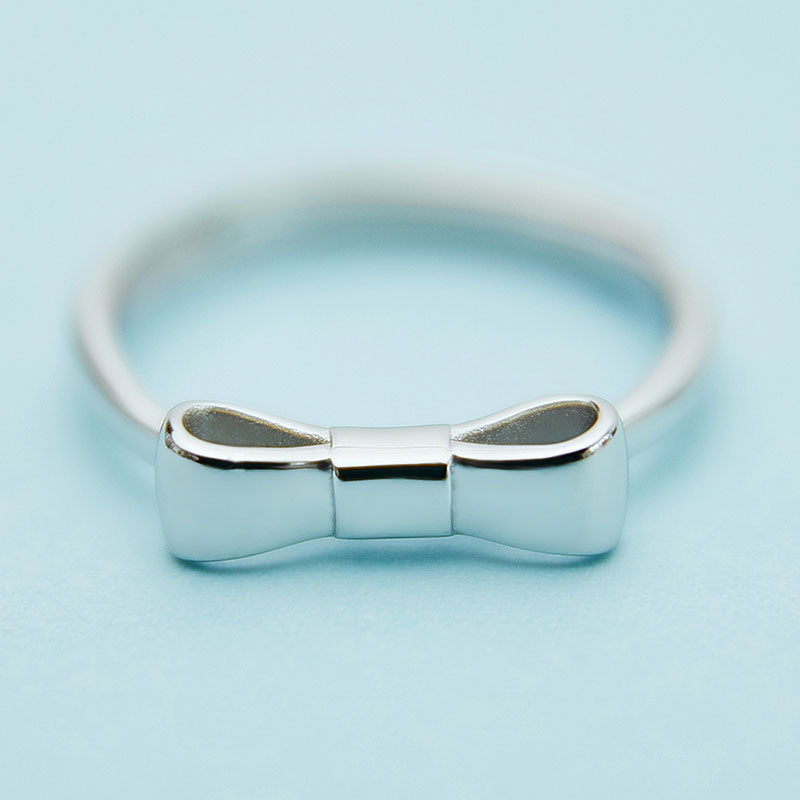 Bowknot Design Sterling Silver Adjustable Ring For Her