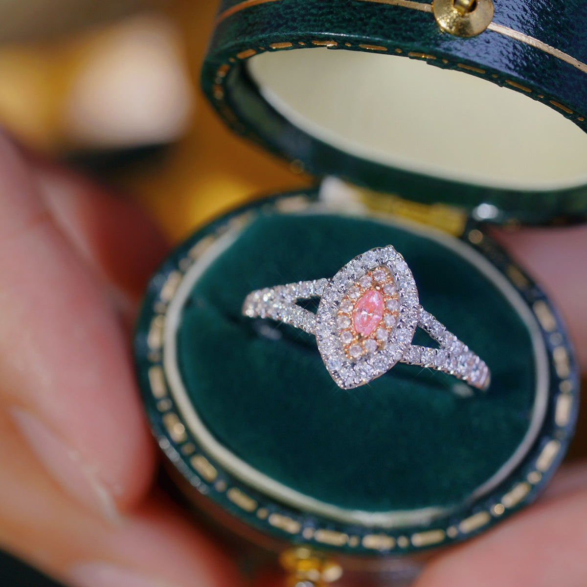 Luxury Marquise Double Halo Sterling Silver Ring