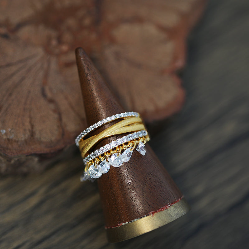 Vintage High-End Feel Drop Tassel Sterling Silver Ring