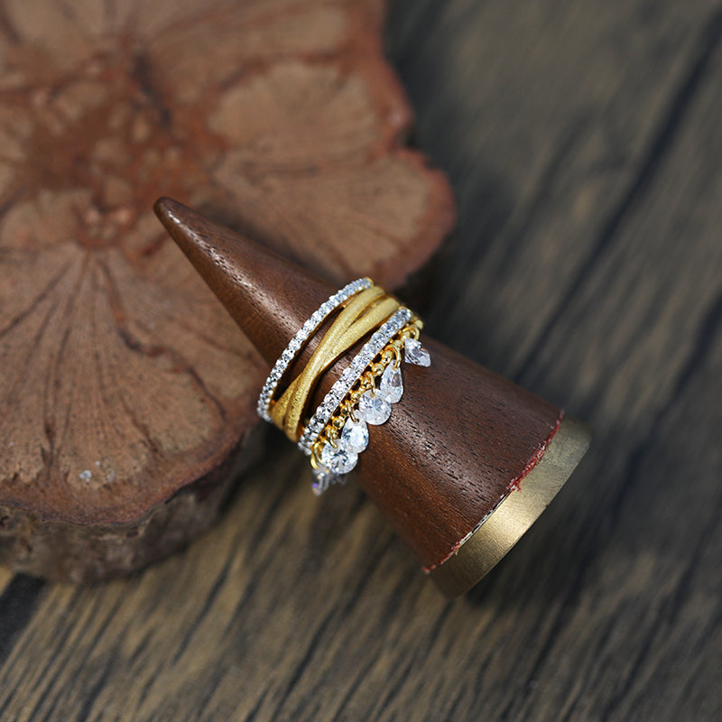 Vintage High-End Feel Drop Tassel Sterling Silver Ring