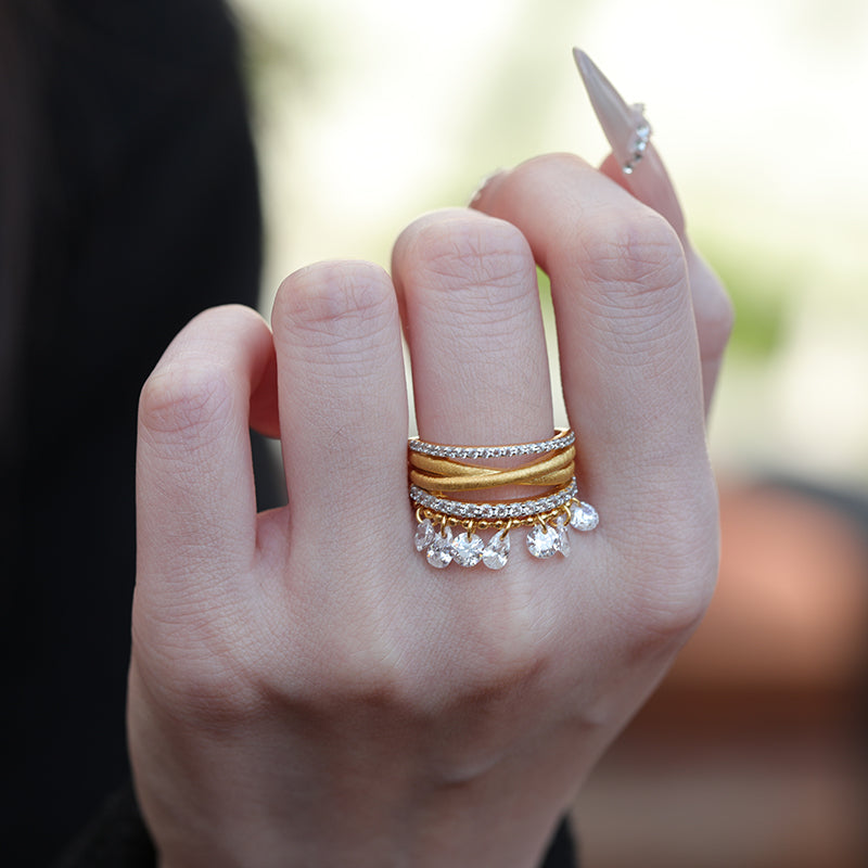 Vintage High-End Feel Drop Tassel Sterling Silver Ring