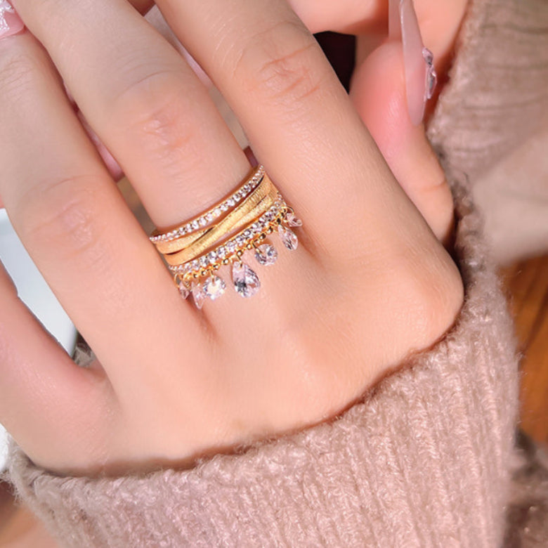 Vintage High-End Feel Drop Tassel Sterling Silver Ring