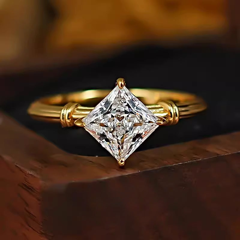 Vintage Princess Cut Sterling Silver Ring