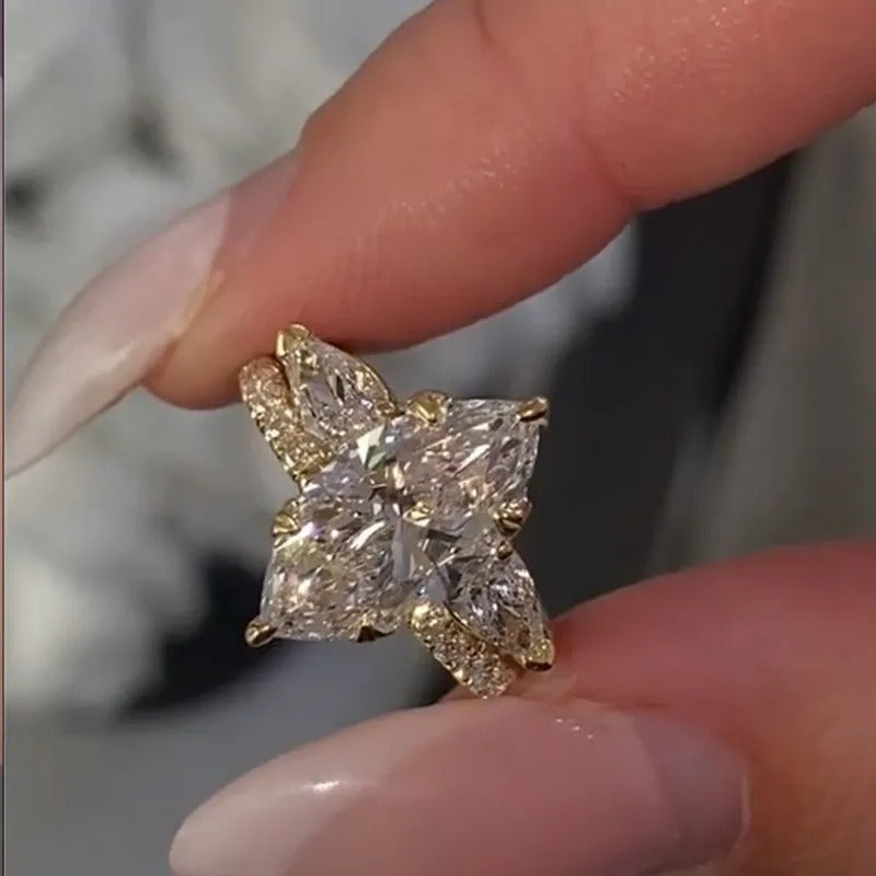 Unique 4.0Ct Marquise Cut Insert Wedding Ring Set In Sterling Silver