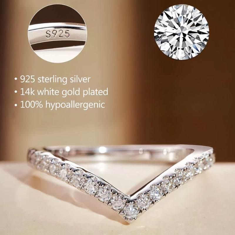 Classic 4 Prong Round Cut Sterling Silver Engagement Ring with Band