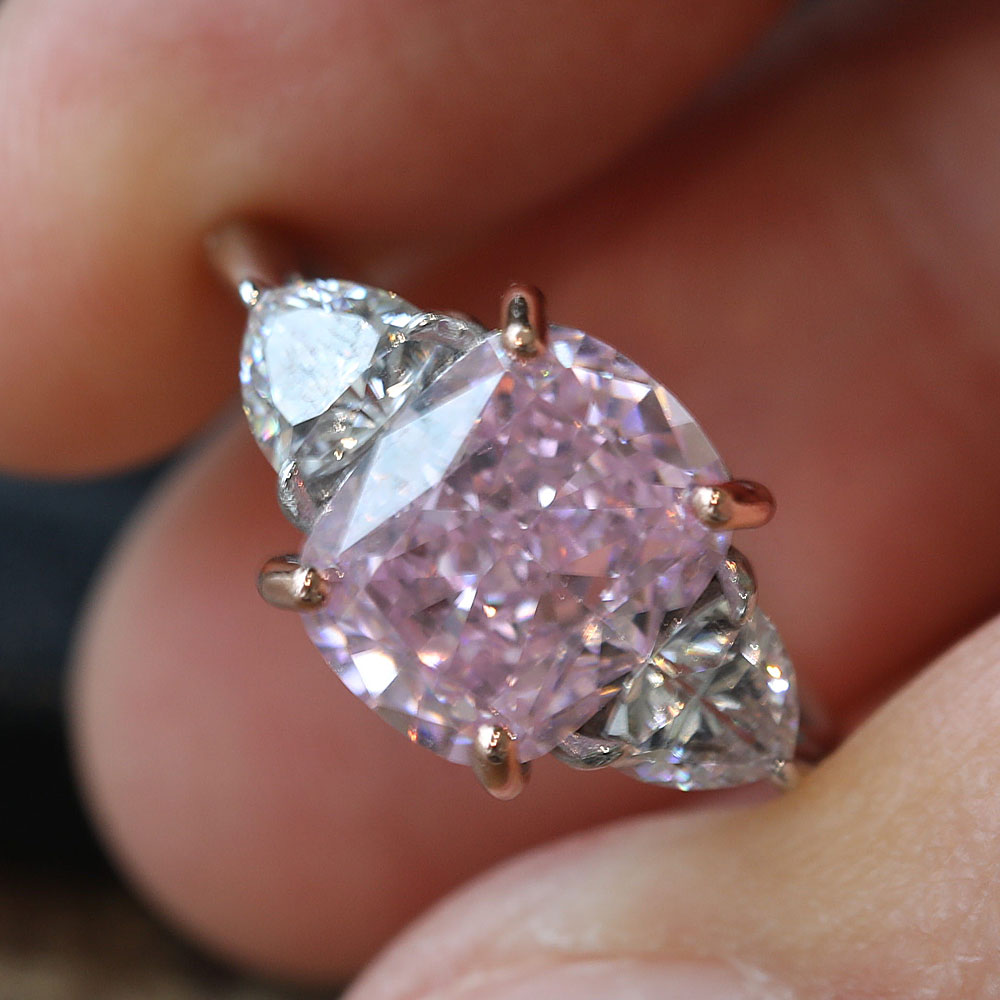 Pink Cushion Cut Engagement Ring