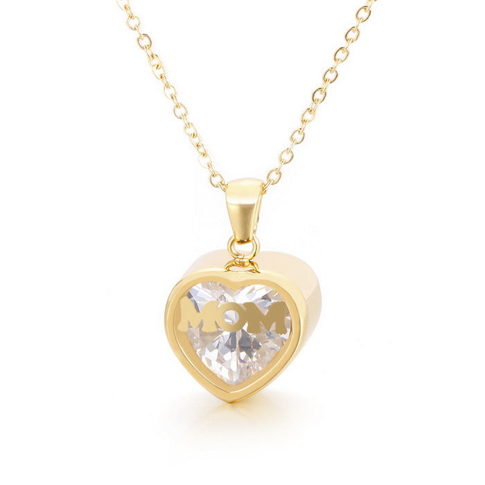 Personalized Heart Cut Pendant Necklace For Mom