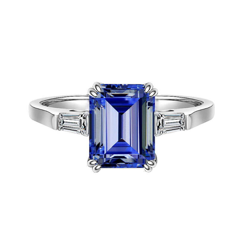 Unique Three Stone 2.5ct Tanzanite Blue Ring