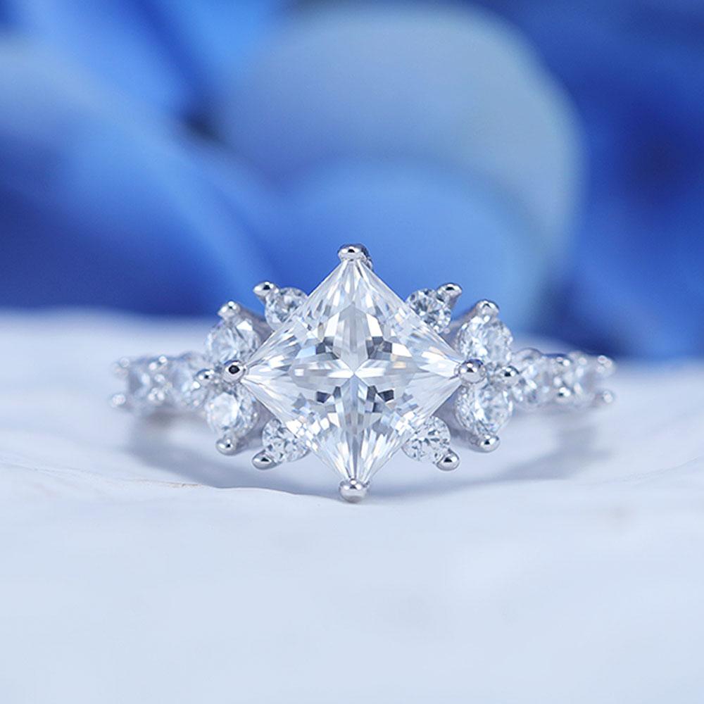 ShineofDiamond Retro Design Princess Cut Moissanite Ring